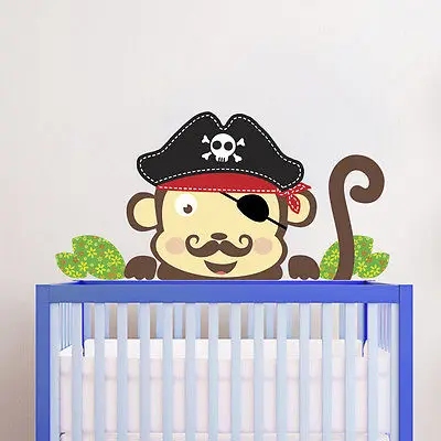 С принтом обезьяна Семья Корона стены Стикеры Искусство DIY Наклейка на стену с