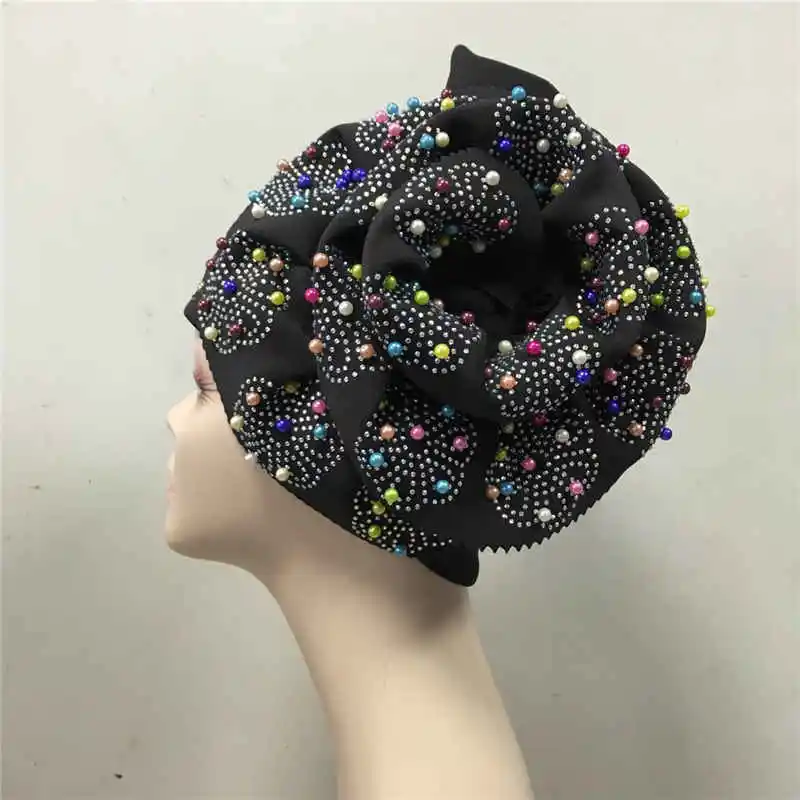 Уже сделанная ASO OKE gele разноцветная с камнями красивая африканская повязка для
