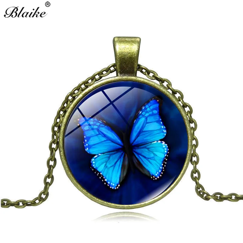 Красивая синяя кофта бабочка Blaike ожерелье из сплава стекла для женщин подарок на
