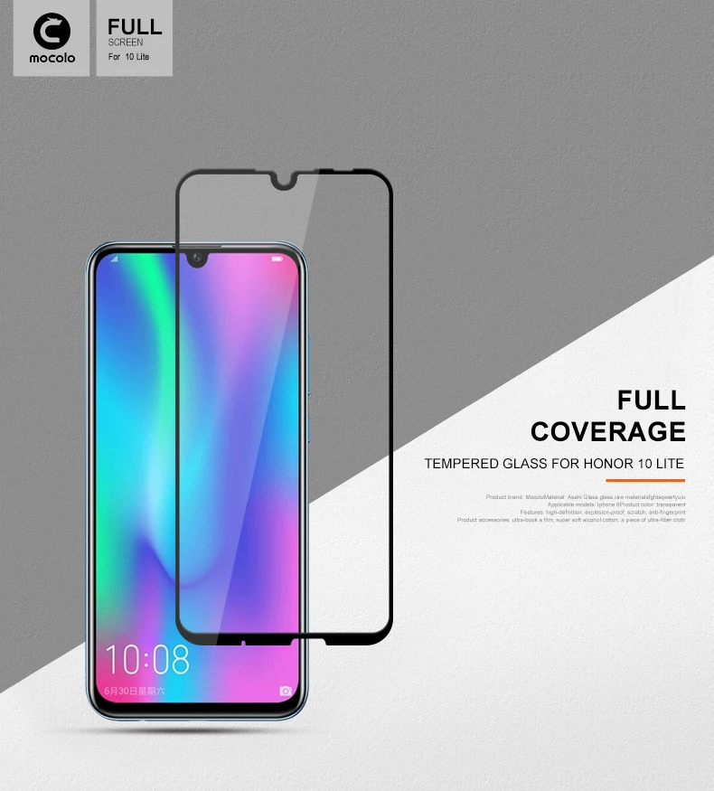 Высококачественное защитное стекло Mocolo для huawei Honor 10 Lite, полное покрытие, Защита экрана для huawei Honor10, молодежная пленка из закаленного стекла