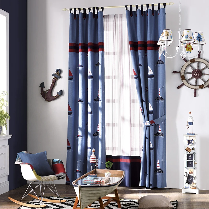 Затеняющие шторы с мультяшным рисунком парусного судна занавески для гостиной