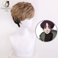 killing stalking two tone short brown black ombre cosplay wig costume undercut synthetic hair wigs for men wig cap