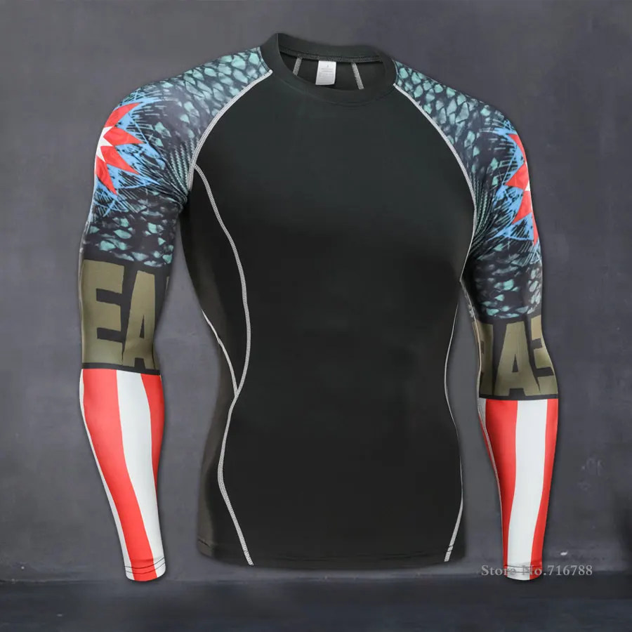 

Мужская компрессионная футболка Rashguard, с 3D принтом, для фитнеса, бодибилдинга, ММА, Рашгард, размера плюс