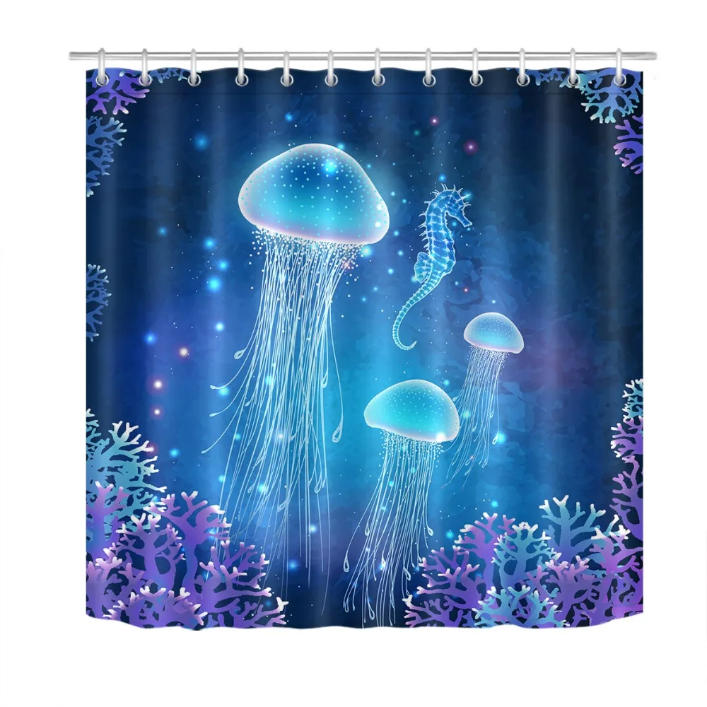 

LB Dream, подводная Милая морская занавеска для душа с гиппокампом, водонепроницаемая занавеска для ванной, ткань для украшения детской ванны
