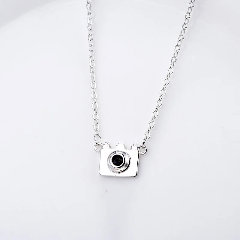 

FENGLI 925 Silver Camera Necklaces & Pendants For Women Black Crystal Satatement Necklace Bijoux Sterling-silver-jewelry