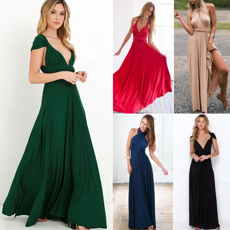 Женское платье трансформер с запахом длинный вечерний сарафан разных цветов