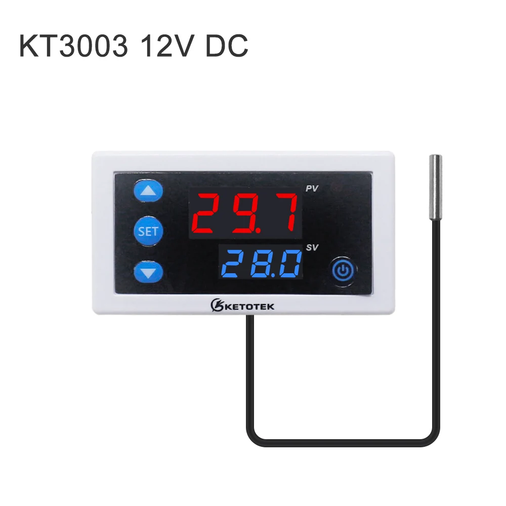 W3230 DC 12V 24V 110 V-220 V AC цифровой регулятор температуры светодиодный дисплей термостат с прибором управления обогревом/охлаждением - Цвет: KT3003 12V DC