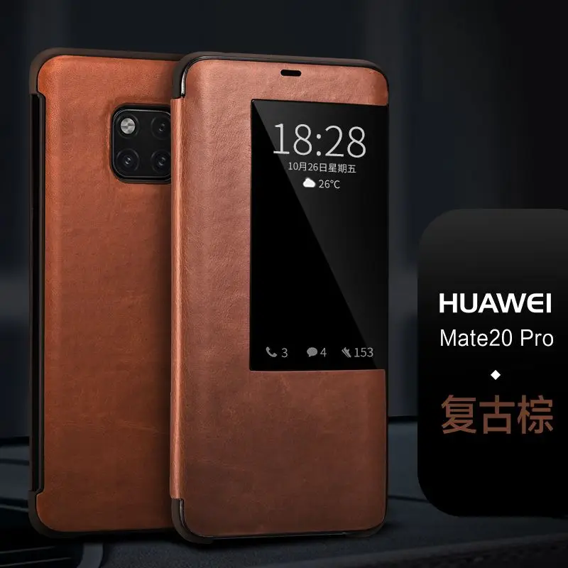 XOOMZ брендовый деловой чехол из натуральной кожи для huawei mate 20 Pro, умный спящий воловьей кожи, умный чехол для телефона huawei mate 20 - Цвет: Mate 20 Pro Brown