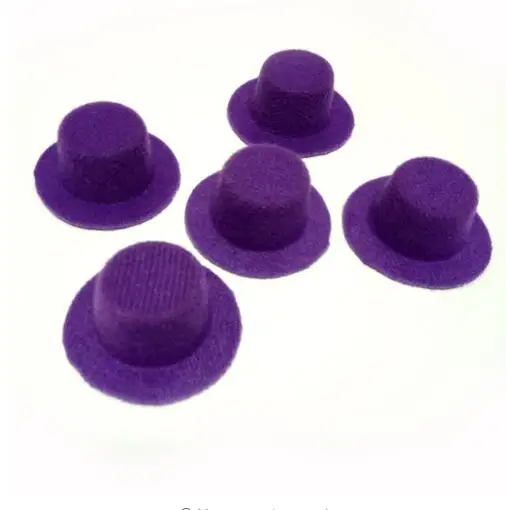 purple 100 шт./лот, вечерние мини-шляпы из фетра для куколки, аксессуары для волос, самодельная мини-шляпа 4 см, BJD, кукольная шляпа - Цвет: purple