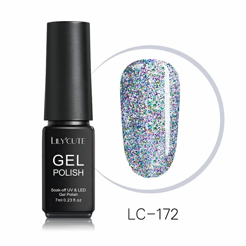 LC-172 LILYCUTE, 7 мл, блестящий Гель-лак для ногтей, блестящий гель для ногтей, серебряный, красный, розовый, золотой, фиолетовый, блестящий, яркий, впитывающий Гель-лак для ногтей - Цвет: LC-172