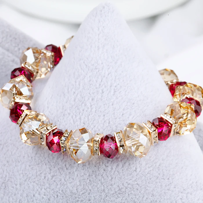 

Lover Bracelet Female Korean Jewelry Women Bracelet Red Green Blue Austria Crystal Sweet Couple Charm Bracelet Gifts for Women
