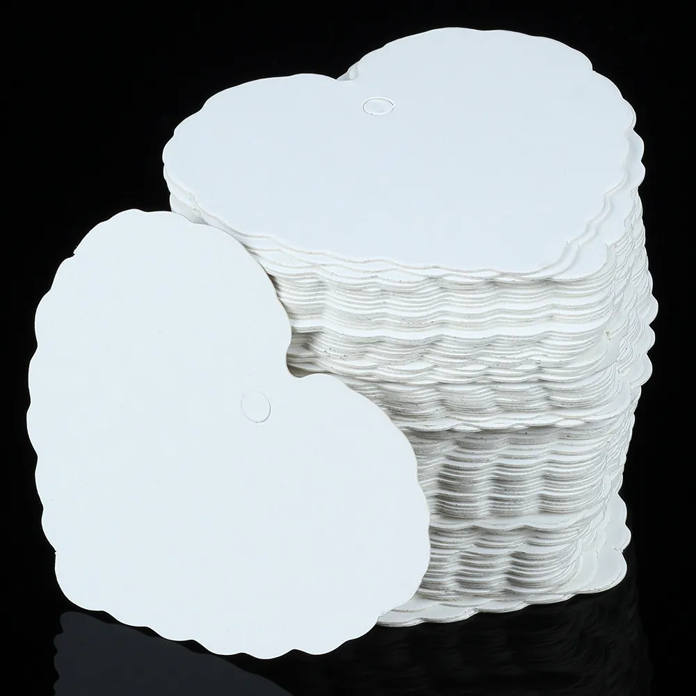 100 шт./лот Пустые бирки из крафт бумаги в форме белого сердца цена подарочные