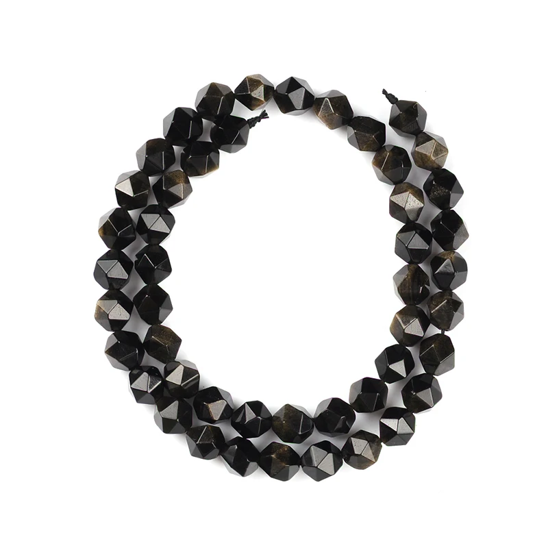 

6mm 8mm 10mm 12mm AAA Grade Faceted Gold Obsidian Natural Stone Beads DIY Loose Strand Beads Jewelry Making Bracelet Perles