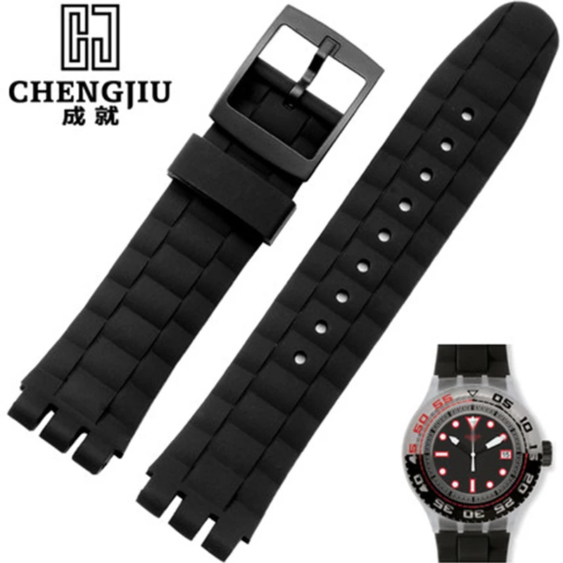 21 мм резиновый ремешок для часы swatch Scuba Libre suuk400 suuw100 Для мужчин резиновые сильная