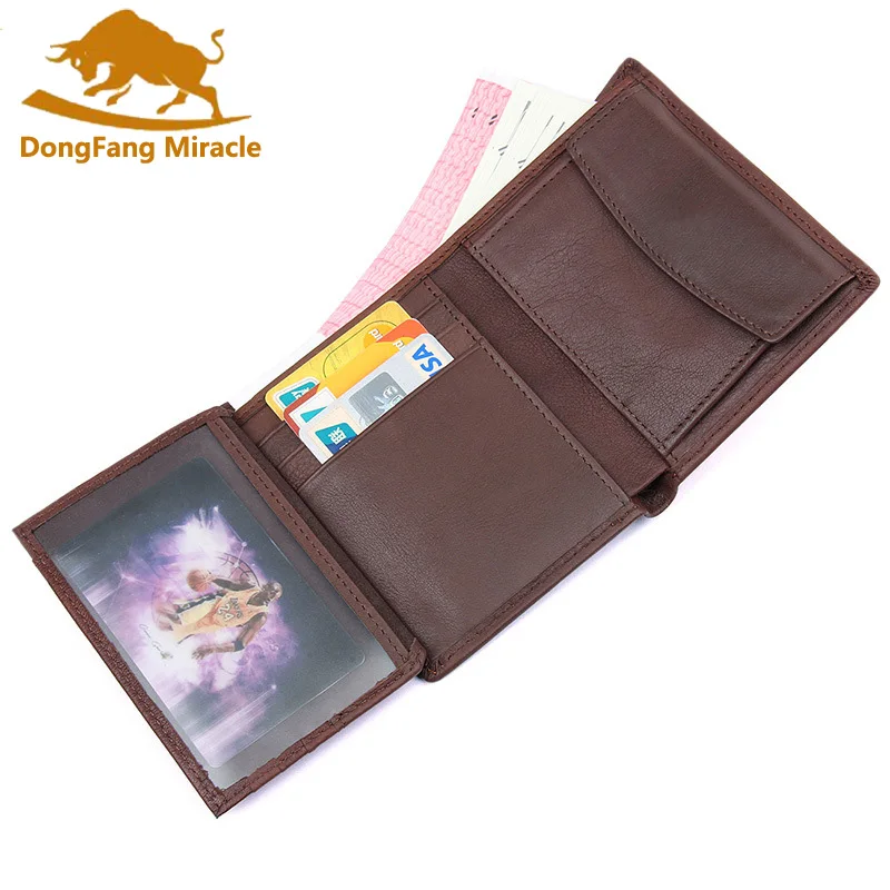 DongFang Miracle новый тонкий мужской кошелек из натуральной кожи воловьей маленький