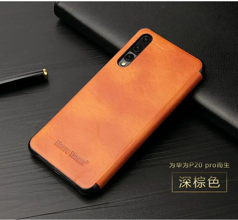 Brown Чехол для Hawei Mate10 P20 Pro Smart View, роскошный кожаный чехол Etui для телефона, аксессуары, оболочка, чехол с окном для сна - Цвет: Brown