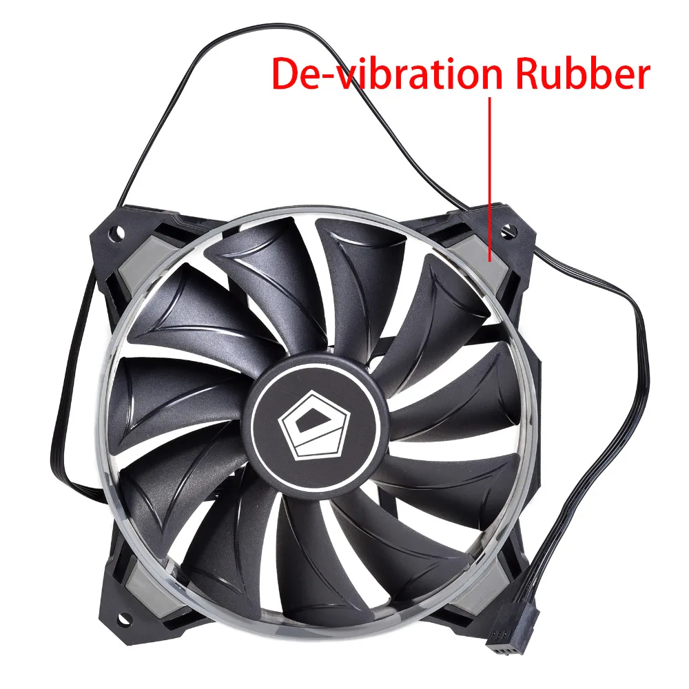 ID-COOLING серый круговой концентрический 120 мм 4Pin PWM вентилятор с De-vibration резиновой 1500