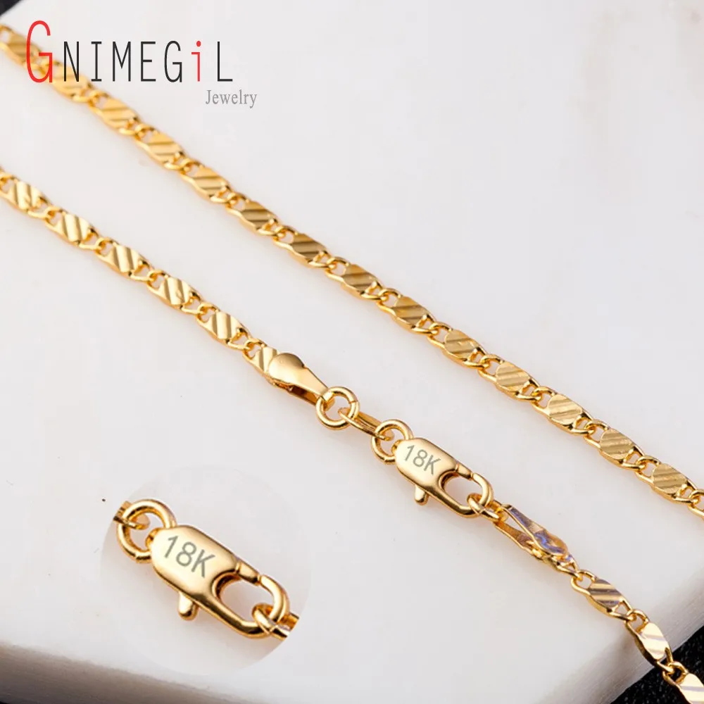 GNIMEGIL большая акция 3 шт./лот 2 мм Плоское Ожерелье-цепочка для женщин и мужчин