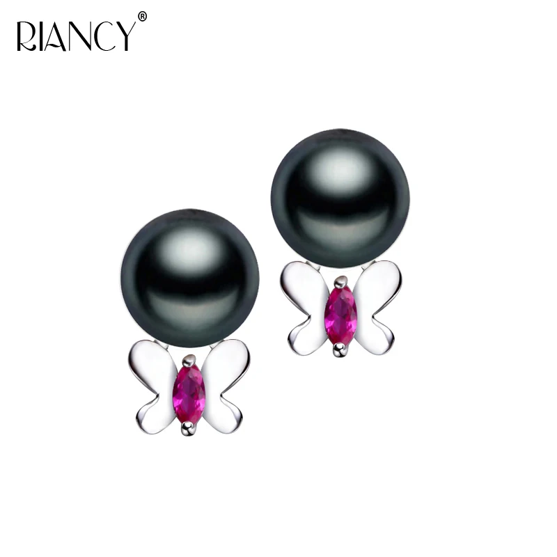 

Simple butterfly natural pearl earrings wedding freshwater pearl 925 sterling silver pearl engagement earrings for women
