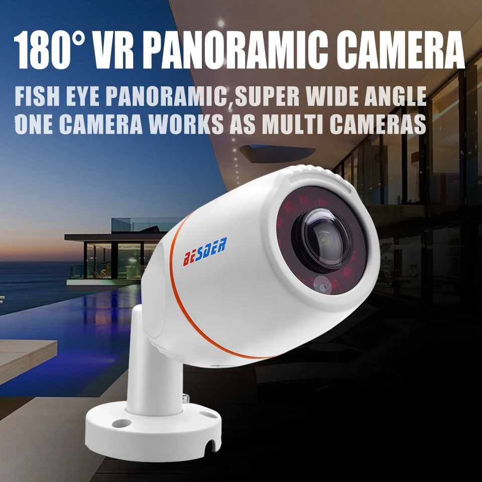 Besder DC12V/POE48V 1080P рыбий глаз VR ip-камера панорамная 180 электронная PTZ Onvif электронная сигнализация P2P CCTV наружная камера