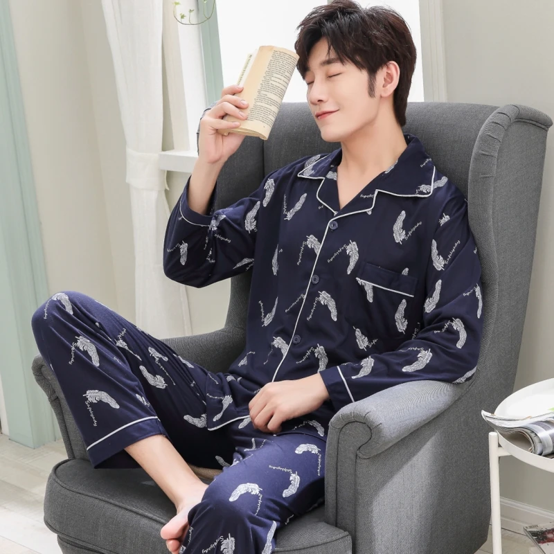 Yuzhenli New 2018 Autumn Winter Sleepwear Men's Pajama Sets Cotton Pijama Male Pajamas Men Thick Warm Pyjamas Size L-3XL | Мужская