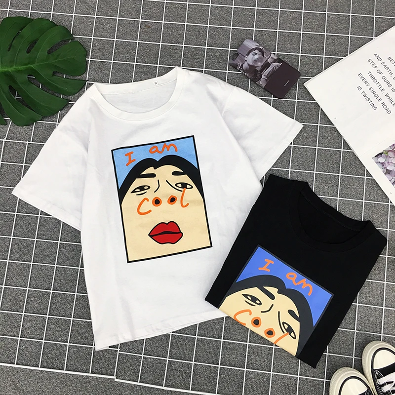 Harajuku I Am Cool белая хлопковая Футболка с забавным буквенным принтом Женская