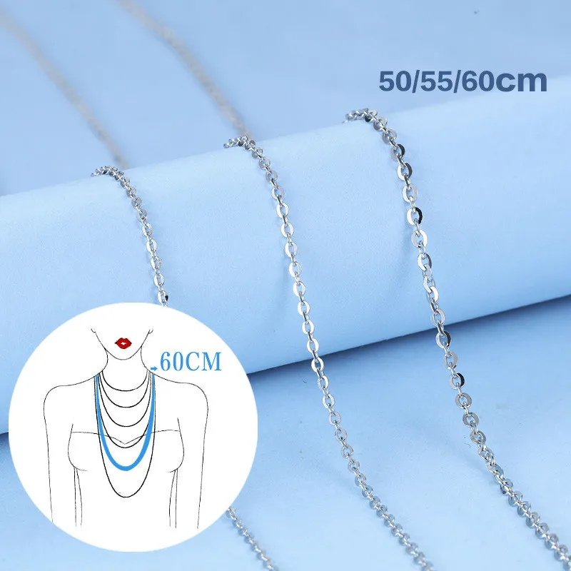 

925 Sterling Silver 0.8mm / 1mm / 1.2mm / 1.5mm / 1.8mm link Chain Necklace for Women 40cm-60cm,fine 925 Jewelry sterling silver