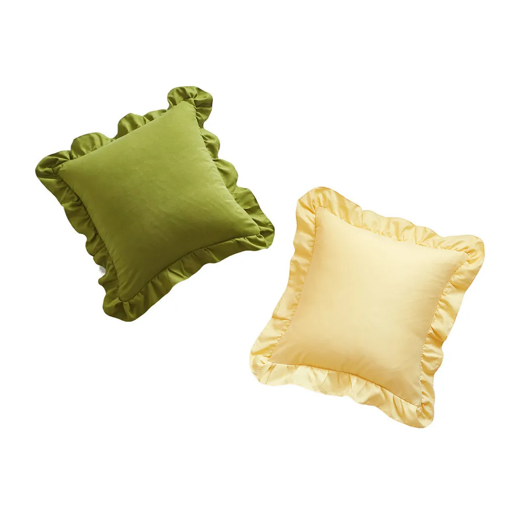 

High Quality Ruffle Pillowcase Corrugated Edge 45 * 45cm Square Pillow Cover Protector For Home Bedding Throw Pillow Cover