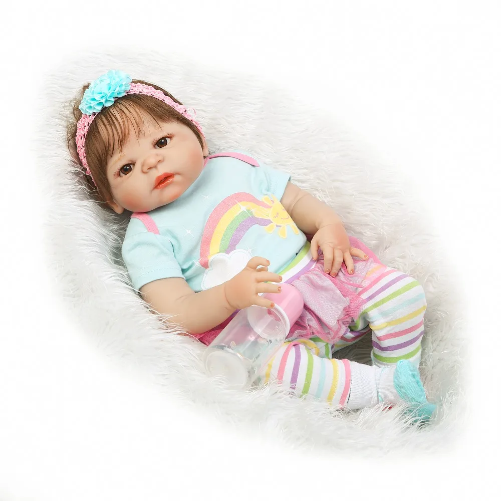 Bebe Reborn Menina 55 см силиконовая кукла для новорожденных девочек с голубыми глазами