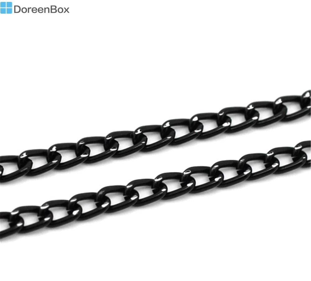 Doreen Box Links открытые бордюрные Алюминиевые цепочки 6x3 5 мм черного цвета для DIY