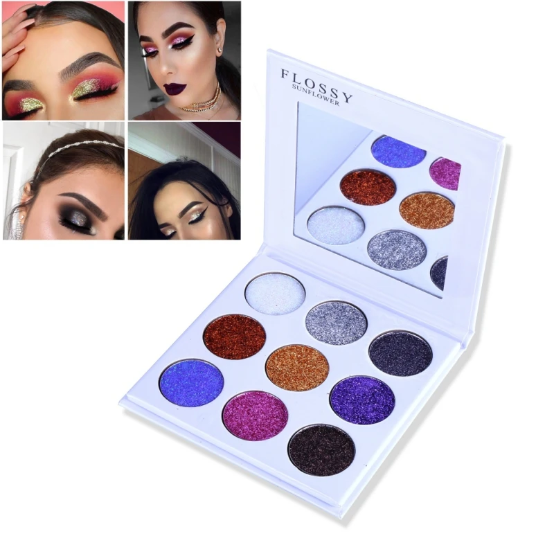FLOSSY SUNFLOWER мерцающие матовые с зеркалом тени для век макияж Палитра Maquiagem 9 цветов