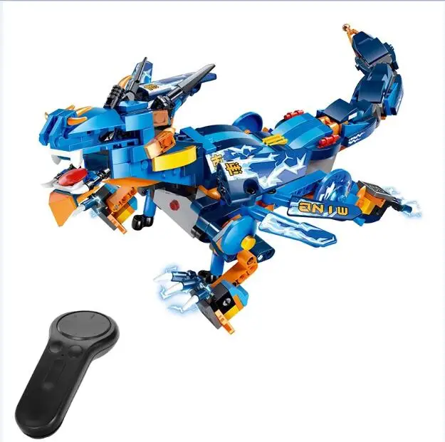 Робот Игрушки для детей RC Dragon Рождественский подарок блок дистанционного управления ниндзя Дракон рыцарь робот для детей игрушки для мальчиков - Цвет: BLUE Frost
