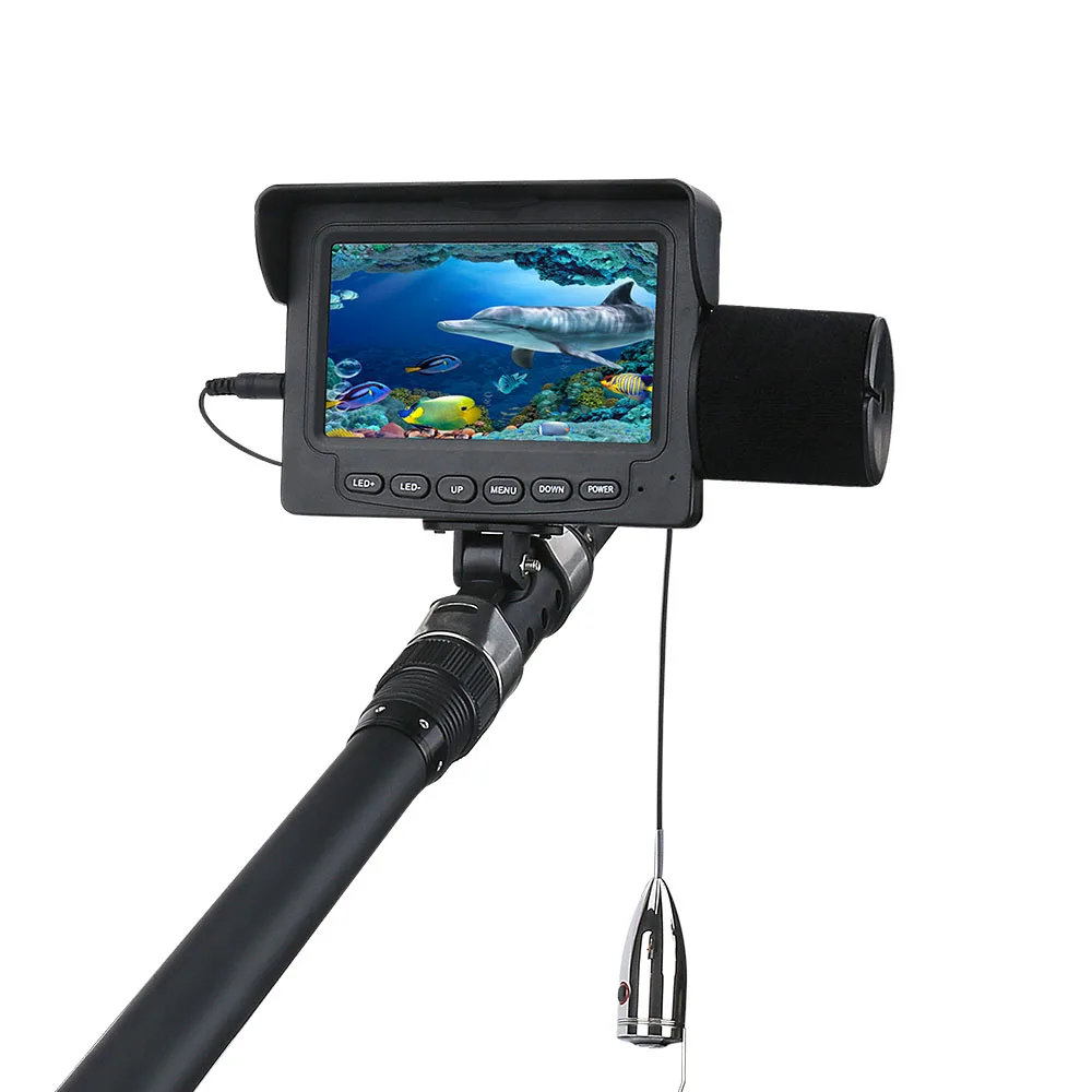 Цена Видеоэхолот PDDHKK, 4,3 дюйма, 165 ТВЛ, нержавеющая сталь, камера для подводной рыбалки, 6 шт., 1 Вт, инфракрасный светодиод, ночное видение, угол обзо...