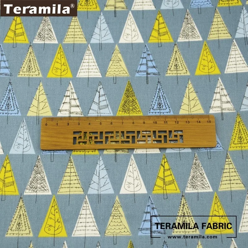 Хлопок Teramila ткани мультфильм геометрия деревья дизайн ярко серый высокое