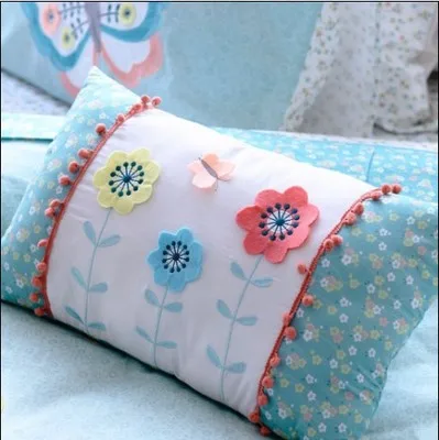 Blue flower Новинка, милая Подушка, Мультяшные подставки для рук, вышивка, детская комната, декоративные подушки, детские игрушки, подушки, постельные принадлежности, подушка, подарок для девочки - Цвет: Blue flower