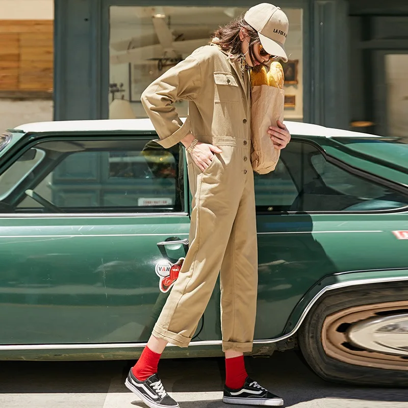 Весна 2019 Новое поступление оснастки комбинезон женский ретро Европа Высокая