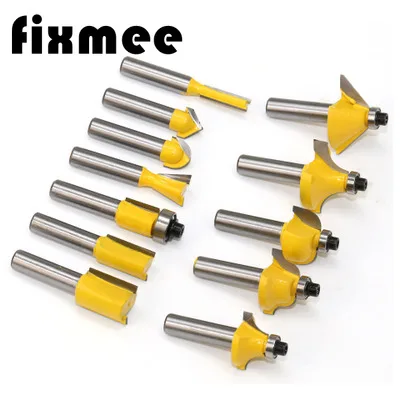 

12pcs Milling Cutter Router Bit Set 8mm Wood Cutter Carbide Shank Mill Woodworking Trimming Engraving Carving Cutting Tools