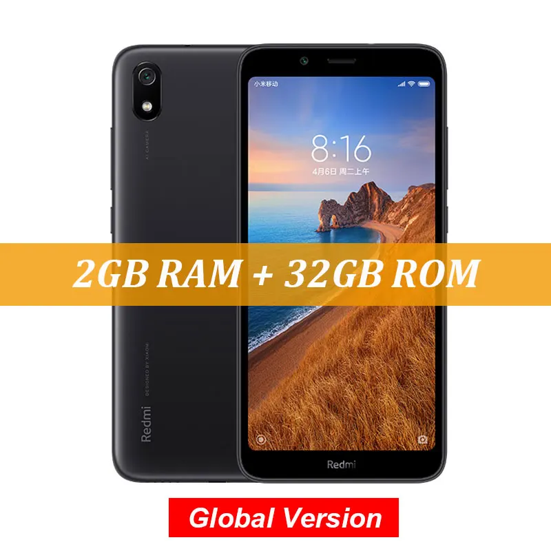 Black Глобальная версия Xiaomi Redmi 7A 7 A 2 ГБ 32 ГБ 5,4" Восьмиядерный мобильный телефон Snapdargon 439 4000 мАч 12МП камера смартфон - Цвет: Black