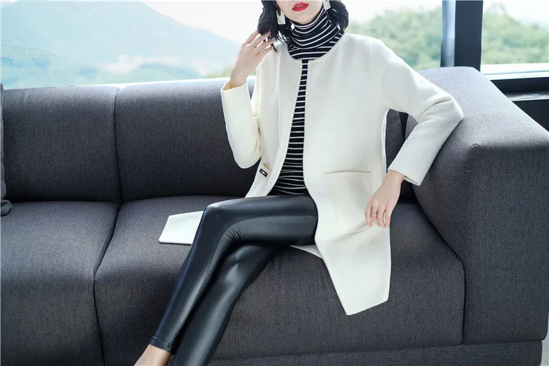 XJXKS abrigos mujer invierno новые модные простые женские шерстяные пальто шерстяное вязаное повседневное женское пальто-кардиган