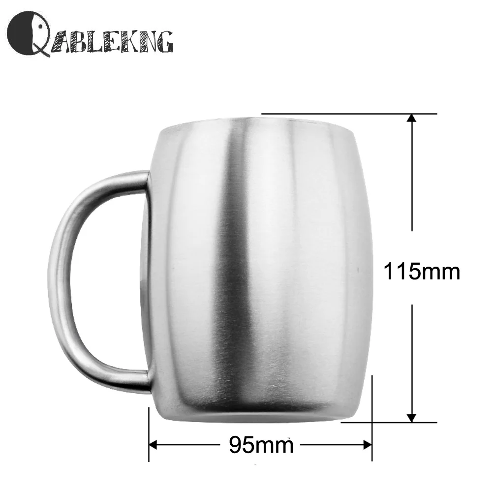 QABLEKNG Classic Stainless Steel Tea Cups Fashion Heat Resistant Coffee Mug Creative Double Wall Beer Mugs Big Tummy Drinkware | Дом и сад