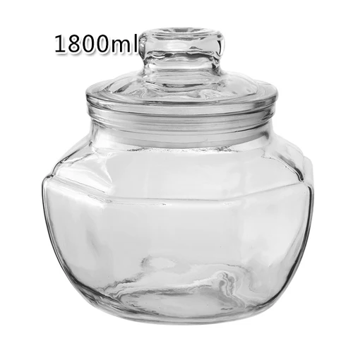 1800ml Прозрачная стеклянная бутылка для хранения кухня kimchi замачивания банка контейнер для еды чай зерна мед герметичный Органайзер бак mx2271533 - Цвет: 1800ml