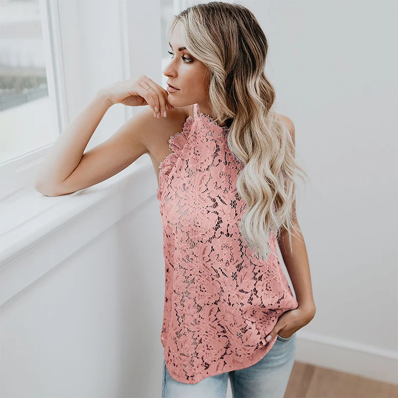 Летняя женская рубашка новинка 2019 сексуальный кружевной топ повседневная черная