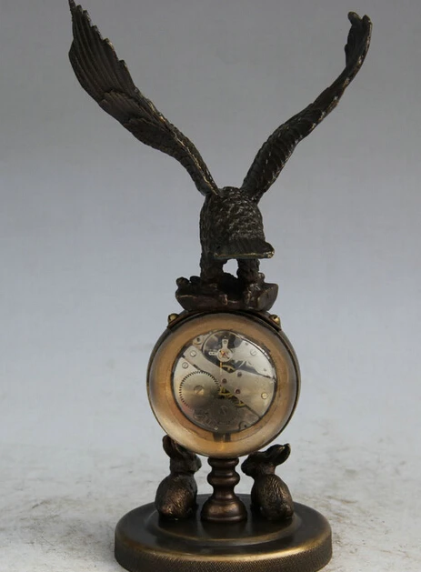 SCY S62 9&quot China western Copper eagle Rabbit machinery mechanical Device timepiece clock | Дом и сад
