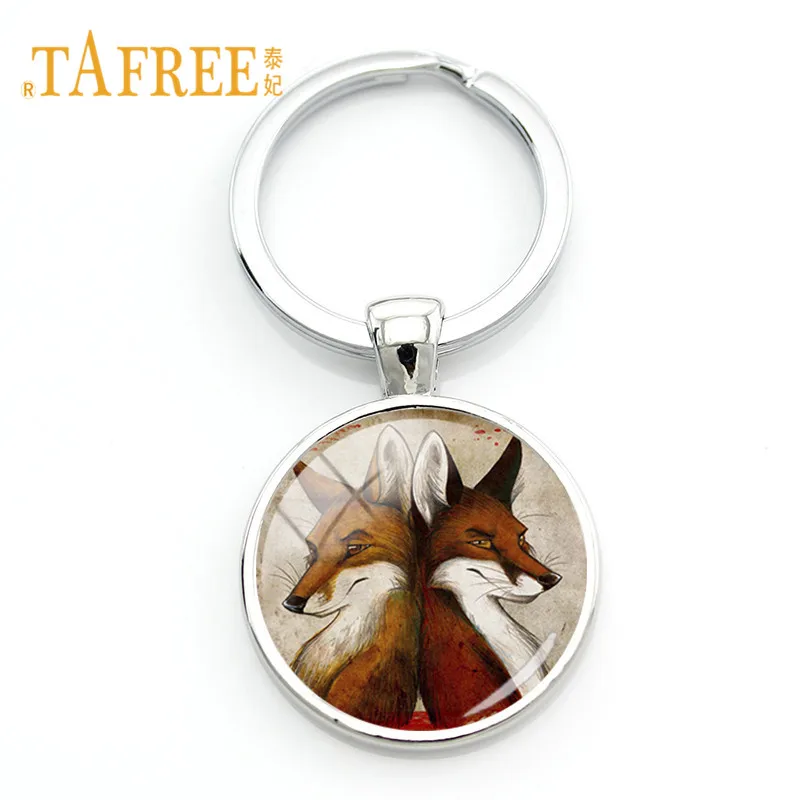 TAFREE, стеклянные драгоценные камни, брелок для сумочки, автомобильный брелок, милая Лисичка, подвеска, брелок для ключей, животное, клипса, искусство, ювелирное изделие для детей, подарок WF02
