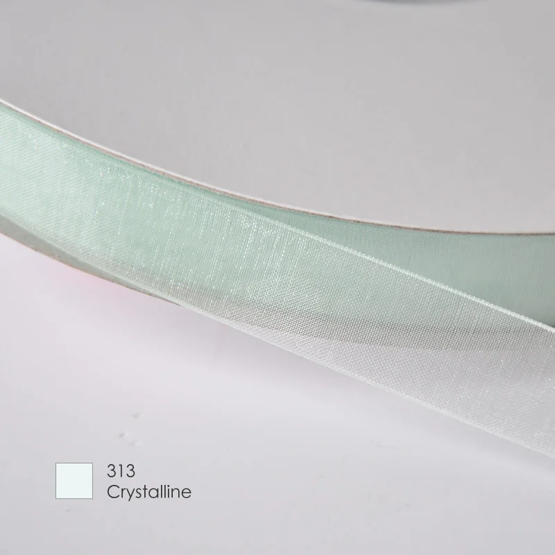 crystalline 313 Яма Прозрачная Шелковая лента из органзы 9 13 16 19 мм 200 ярдов черный белый красный синий фиолетовый подарок Свадебная Упаковка праздничные ленты - Цвет: crystalline 313