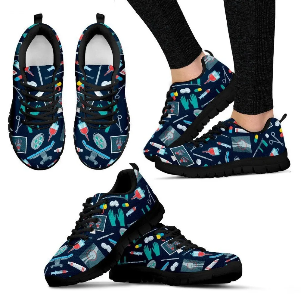 

INSTANTARTS Men Surgeon Flats Shoes Male Casual Air Mesh Shoes 3D Nurse Doctor Bear Print Lace Up Breathable Student Sneakers