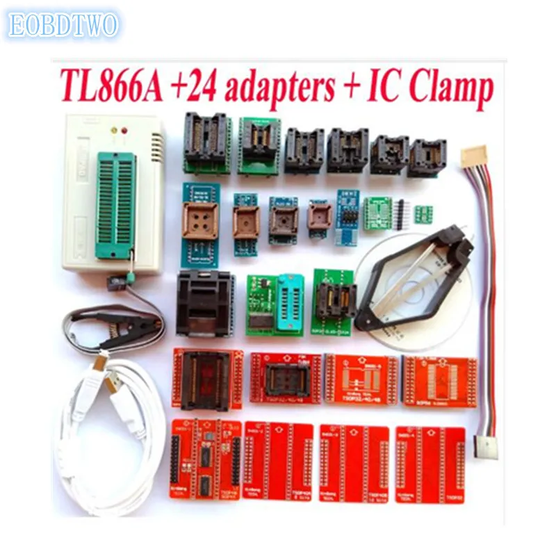 Оригинальный программист MiniPro TL866A с 24 адаптерами IC clip высокоскоростной V6.5 TL866 AVR PIC
