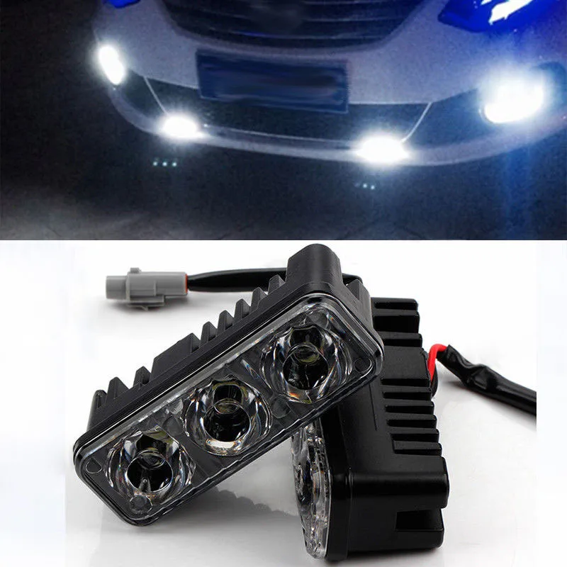 

2pcs/set 12W 1200LM 3LED DRL Driving Daytime Running Light Fog Lamp Xenon White