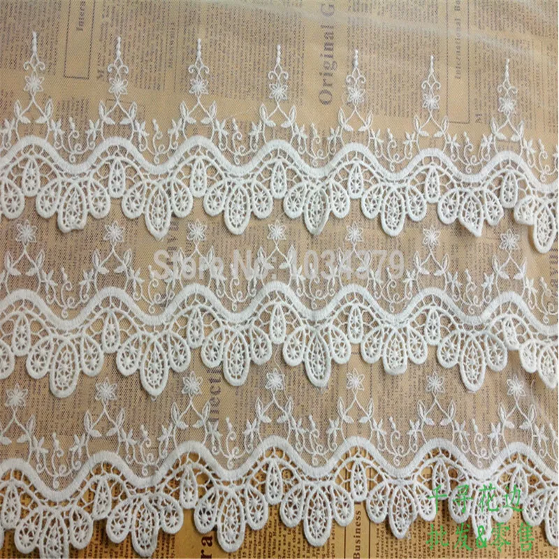 3yds 2 цвета (слоновая кость и черный) Цветочная Кружевная аппликация свадебное