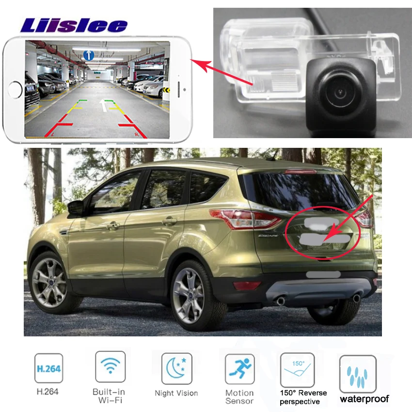 LiisLee WIFI камера заднего вида для Ford kuga Escape 2013 2015 2017 2018 MK2 ночного видения номерного